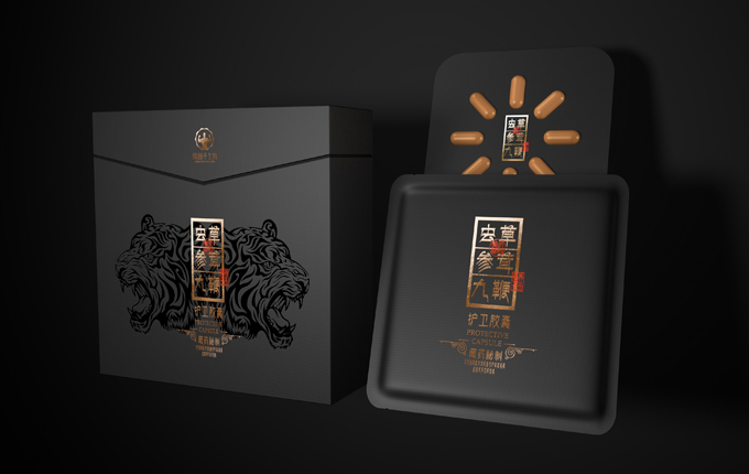 虫草参茸九鞭胶囊养生药品包装设计